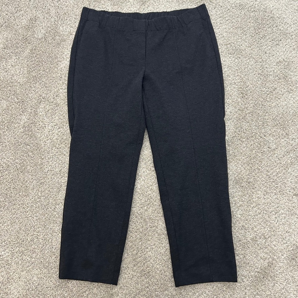 J. Jill‎ Ponte Slim Leg Pants XL Petite Charcoal Gray Pull On Stretch Seam Front